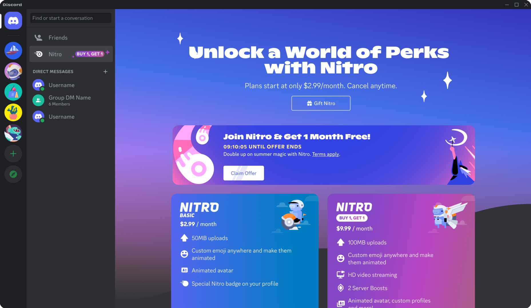 A preview of the Nitro Promo banner inside the Nitro tab on desktop.
